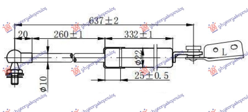 Amortizer gepek vrata (637L-315N) L