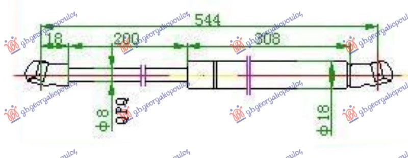 Amortizer gepek vrata (544L-590N)