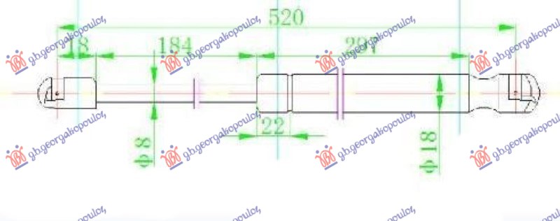 Amortizer gepek vrata (520L-370N)