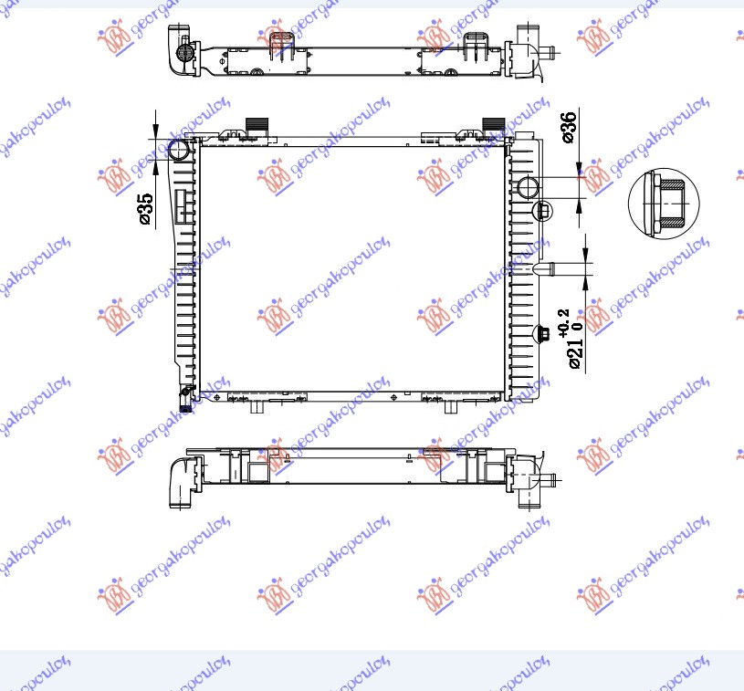 Hladnjak motora 2.0/2.3 kompressor (MAN/AUTO) (+/-AC) (52x42) -00