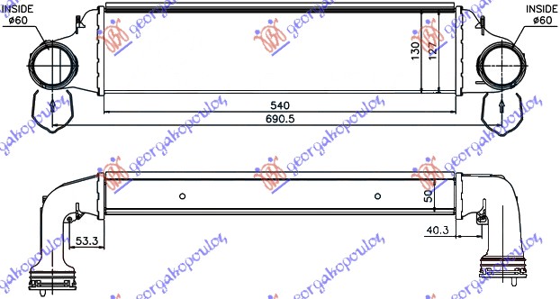 Hladnjak interkulera 2.0 td 03-06 (54x130x50) (62-62)