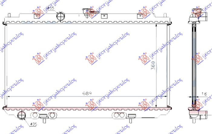 Hladnjak motora 2.0i 16V benzin (MAN) (+/-AC) (360x690) (CEVI 35/35)