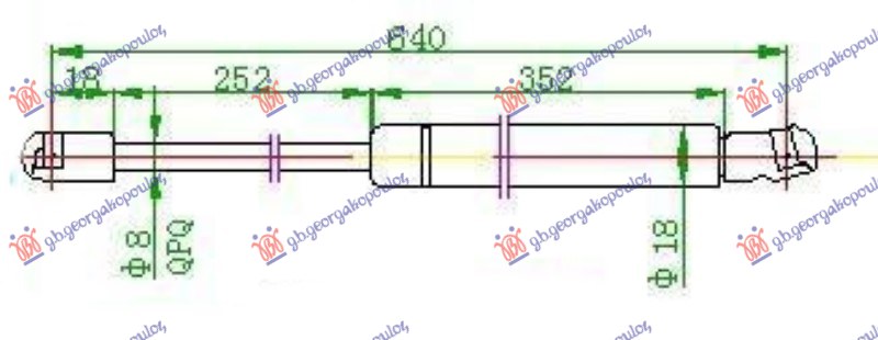 Amortizer gepek vrata (640L-510N)