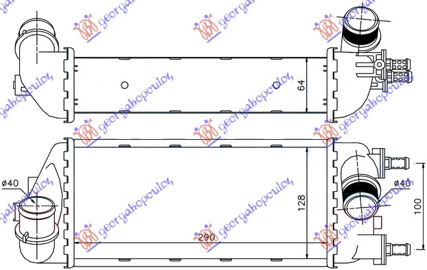 Hladnjak interkulera 1.3 jtd -09 - benzin (29x13x6.5)