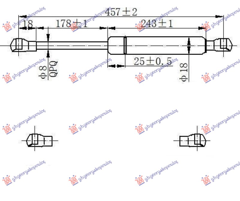 Amortizer gepek vrata (460L-350N)