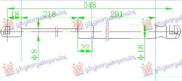 Amortizer gepek vrata 03- (550L-280N)