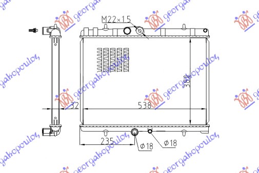 Hladnjak motora 2.0i 16V (AUTO) (+AC) (38x56)