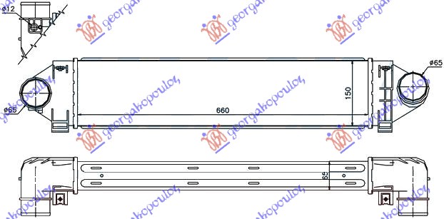 Hladnjak interkulera 2.5 ST225-RS305-RS350 benzin (660x150x65)