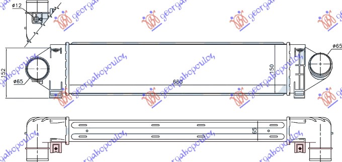 Hladnjak interkulera 2.5 ST225-RS305-RS350 benzin (660x150x65) bez otvora za senzor