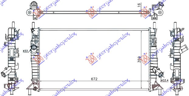 Hladnjak motora 1.6/1.8/2.5 BENZIN-2.0 tdci (MAN/AUTO) (670x380)