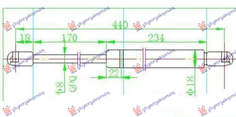 Amortizer gepek vrata 3 vrata (440L-470N)