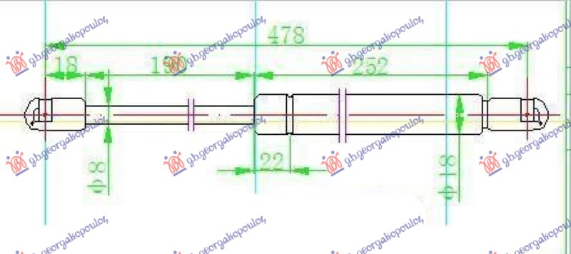 Amortizer gepek vrata karavan (479L-580N)
