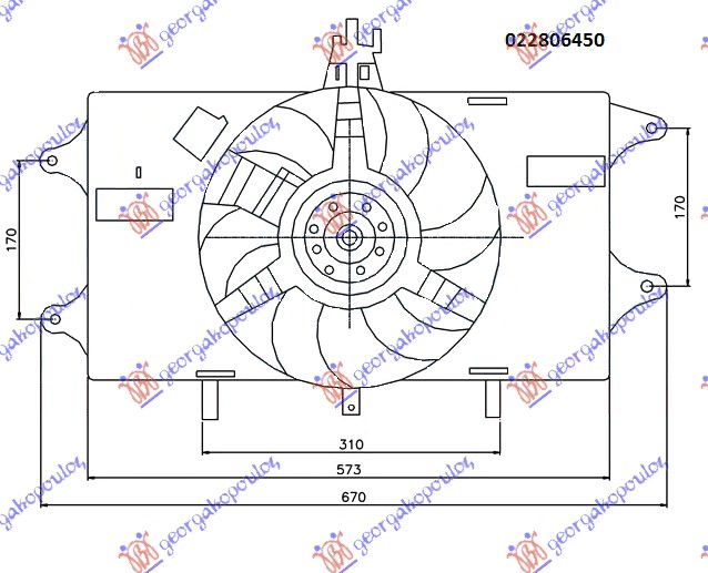 Ventilator komplet (1.2 BENZIN) (-AC)