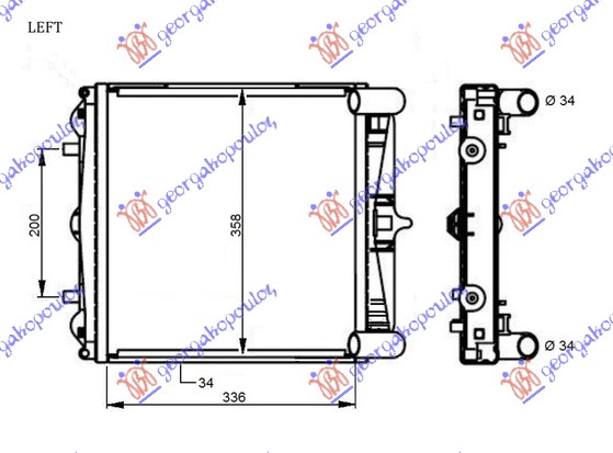 Hladnjak motora 2.5/2.7/3.2 (+/-AC) (336x358x34) L