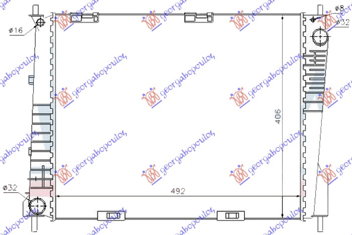 Hladnjak motora 1.5 dizel (+AC) (494x415x23) (ENGLESKA) (KOYO)