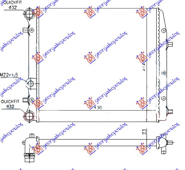 Hladnjak motora za sve modele (-AC) (43x41) bez ventilatora