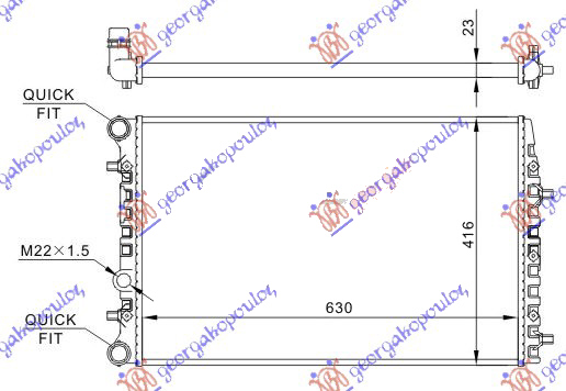Hladnjak motora za sve modelse benzin/dizel (MAN/AUTO) (+/-AC)(63x41) (VALEO)