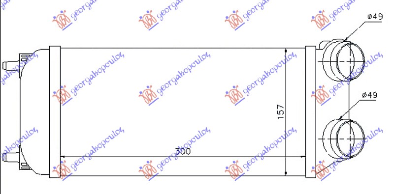 Hladnjak interkulera 1.6-2.0 HDI dizel (300x155x80)