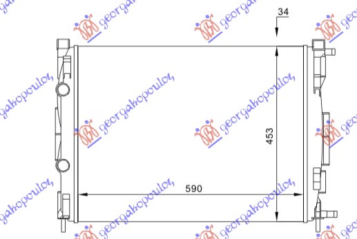 Hladnjak motora 1.6/2.0/1.5/1.9D (MAN/AUTO) (+/-AC) (585x451x34)