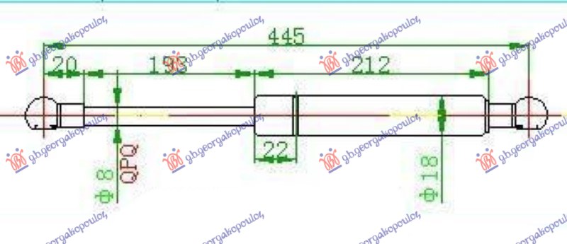 Amortizer gepek vrata (CABRIO) (446L-490N)