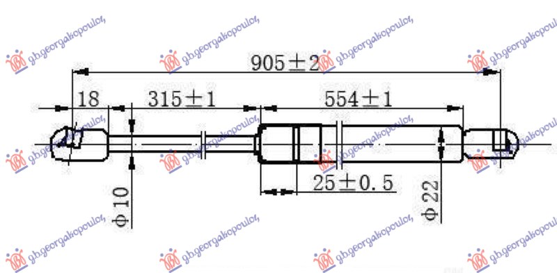 Amortizer gepek vrata (905L-730N)