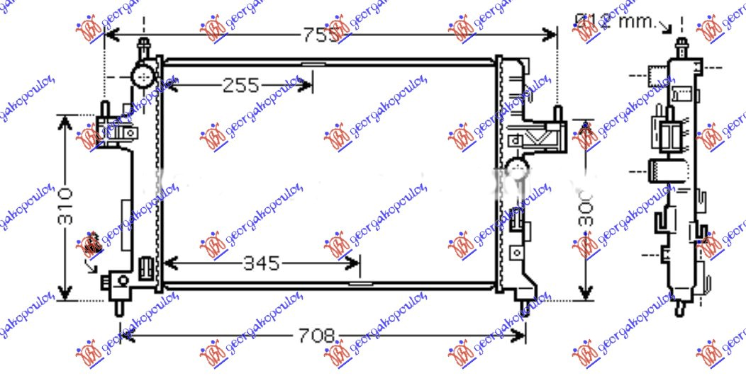 Hladnjak motora 1.3CDTi 1.7DTi dizel (60x35)