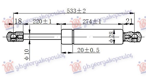 Amortizer gepek vrata (533L-750N)