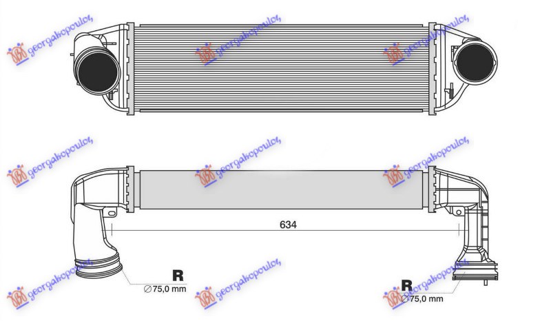 Hladnjak interkulera 2.0-3.0 d dizel (540x160x62)