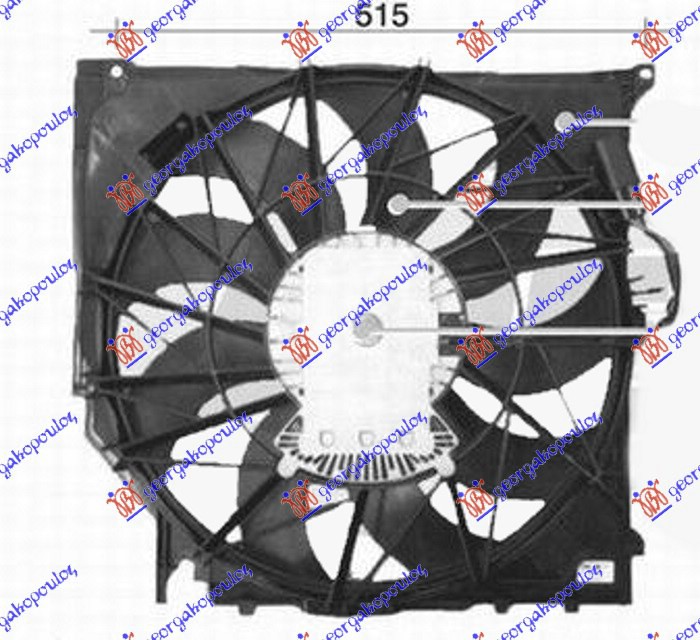 Ventilator komplet (2.5/3.0 BENZIN - 2.0/3.0 DIZEL) (490mm) (3 PIN)
