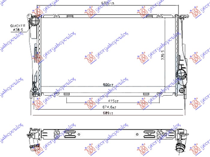 Hladnjak motora 3.0 (135i) benzin (AUTO) (600x340x32)