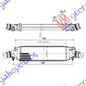 Hladnjak interkulera 1.6 benzin - 1.7 cdti (57.2x132x53)