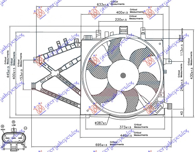 Ventilator hladnjaka komplet benzin/dizel (+/-AC)