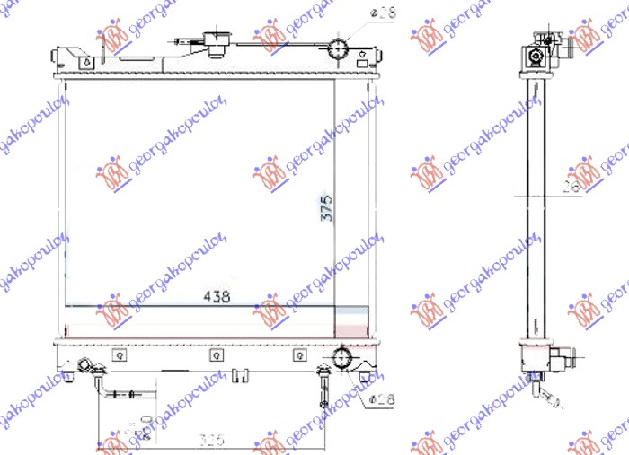 Hladnjak motora 1.3 benzin (AUTO) (375x450x26)
