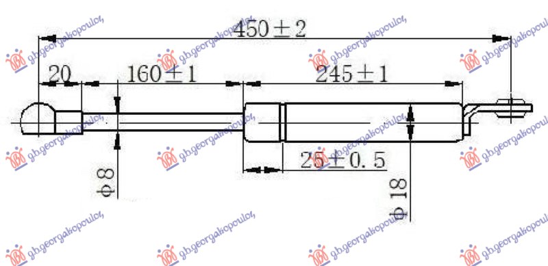 Amortizer gepek vrata (450L-140N)