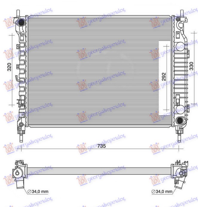Hladnjak motora 2.2 tdci dizel (MAN) (670x500x34) (KOYO)