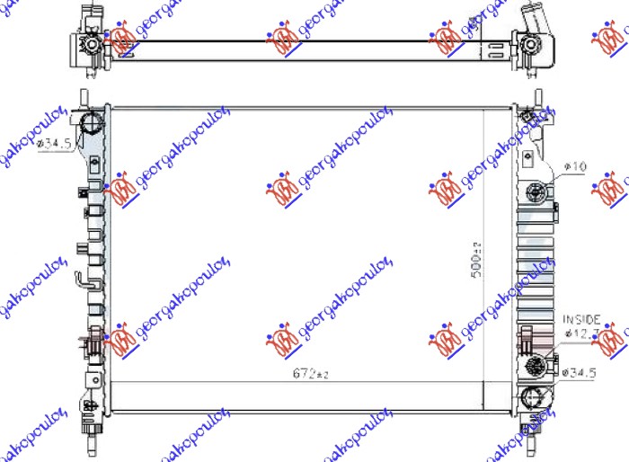 Hladnjak motora 2.2 tdci dizel (AUTO) (670x500x34) (KOYO)