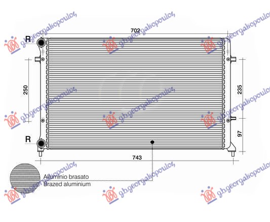 Hladnjak motora 1.4/1.6/2.0 fsi/sdi (MAN/AUTO) (+AC) (650x415) (LEMLJEN)