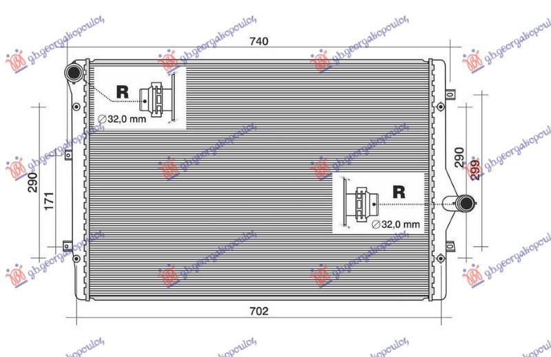 Hladnjak motora 2.0 tfsi benzin - 2.0 TDI dizel (650x450) (NISSENS)