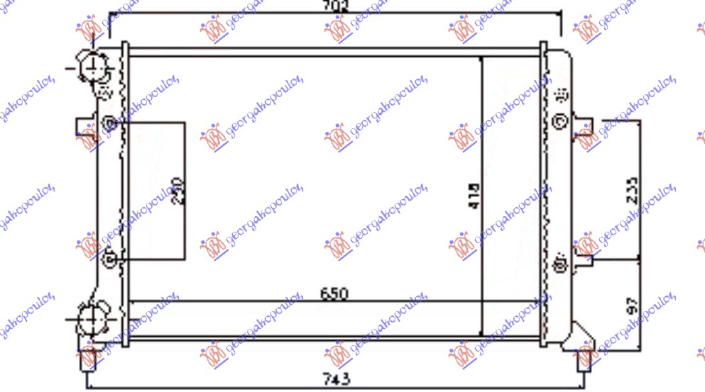 Hladnjak motora 1.4/1.6/2.0FSI-SDI (MAN/AUTO) (+AC) (65x41.5)