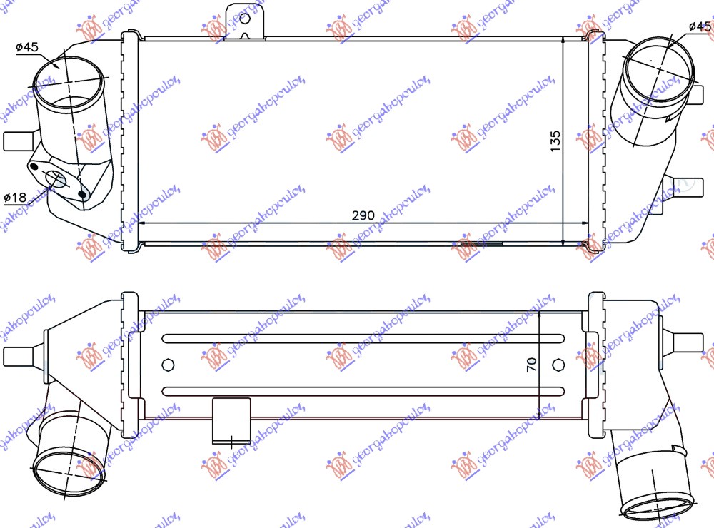 Hladnjak interkulera 1.4-1.6 CRDI (300x135x70)