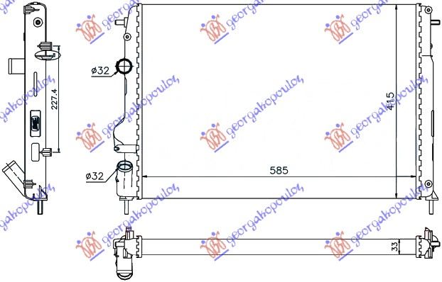 Hladnjak motora 1.6 benzin / 1.5 dci (+AC) (58.5x41.5x34)