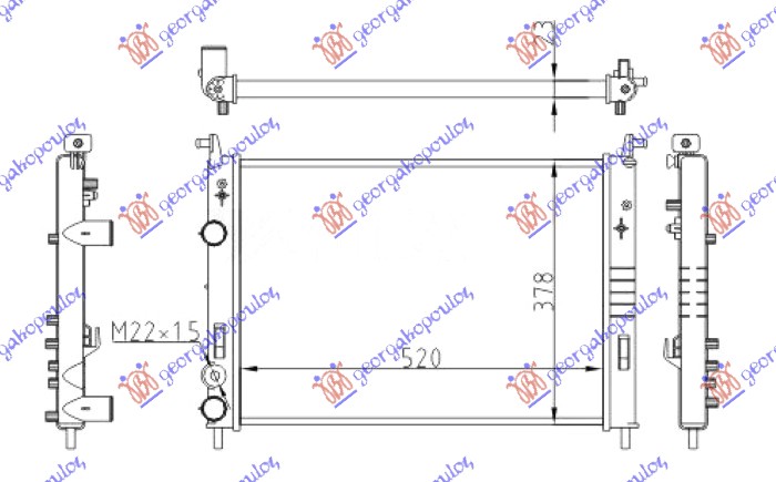 Hladnjak motora 1.9 d-jtd (520x378x23) 00-