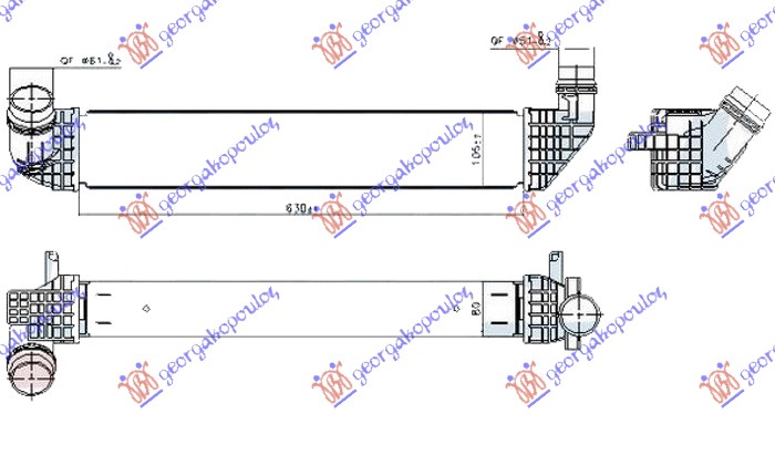 Hladnjak interkulera 1.6 dci dizel (630x105x80)