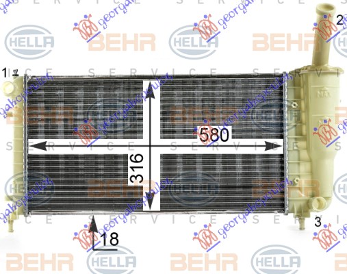 Hladnjak motora 1.2 benzin (+/-AC) (580x317) (MAHLE BEHR)