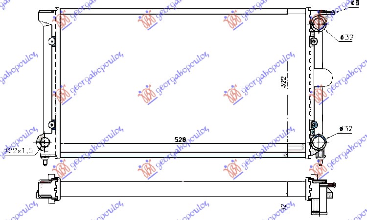 Hladnjak motora benzin/dizel (+AC) (52.5x32x3.4) (NRF)