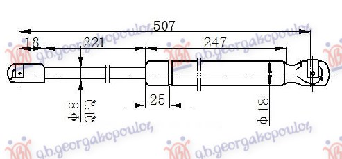 Amortizer gepek vrata 5 vrata (380N)