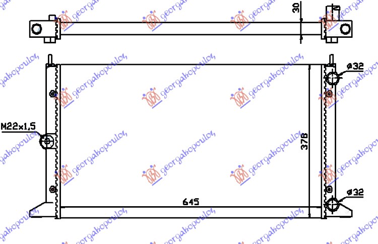 Hladnjak motora 2.0i 8V 1.9TD (64.5x37.8) -00