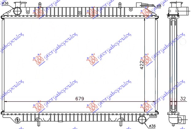 Hladnjak motora 2.0cc 16v & dizel (42.3x68.5) poklopac levo