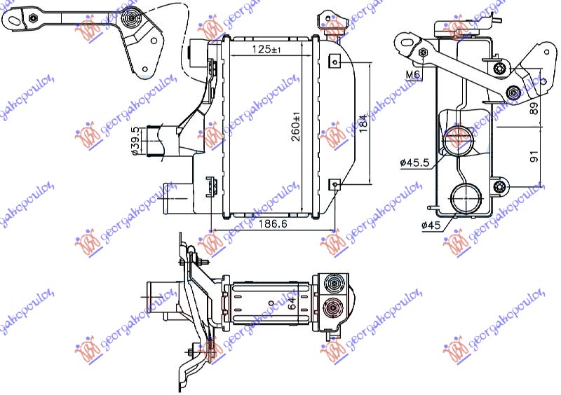 Hladnjak interkulera 1.4 D4D (125x260x64) (CEO ALUMINIJUM)