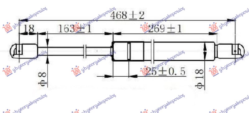 Amortizer gepek vrata (468L-440N)
